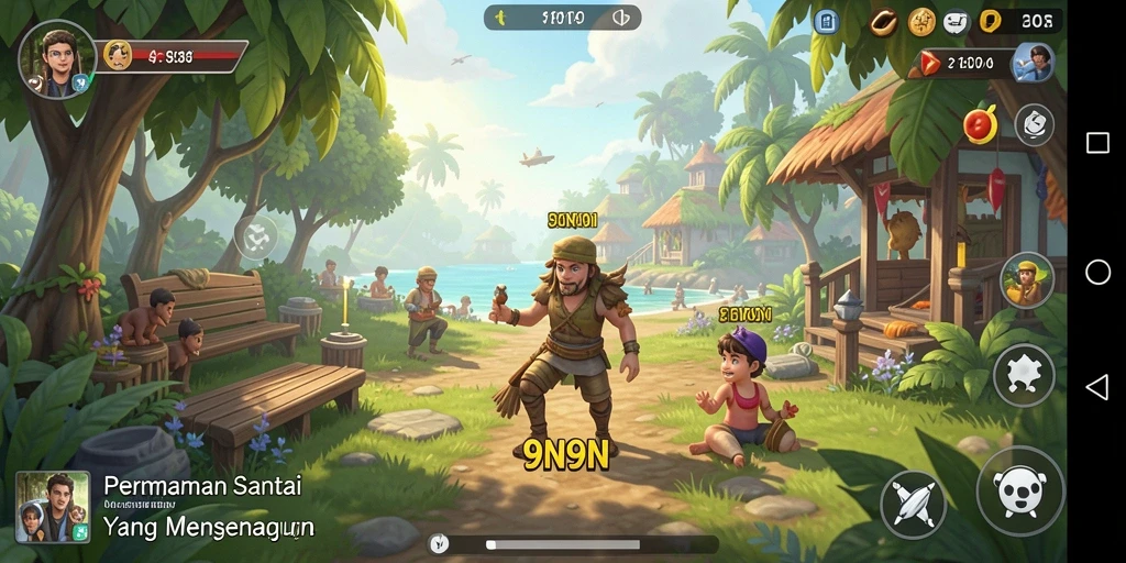 Tampilan gameplay 9N9N yang menarik dan penuh warna.