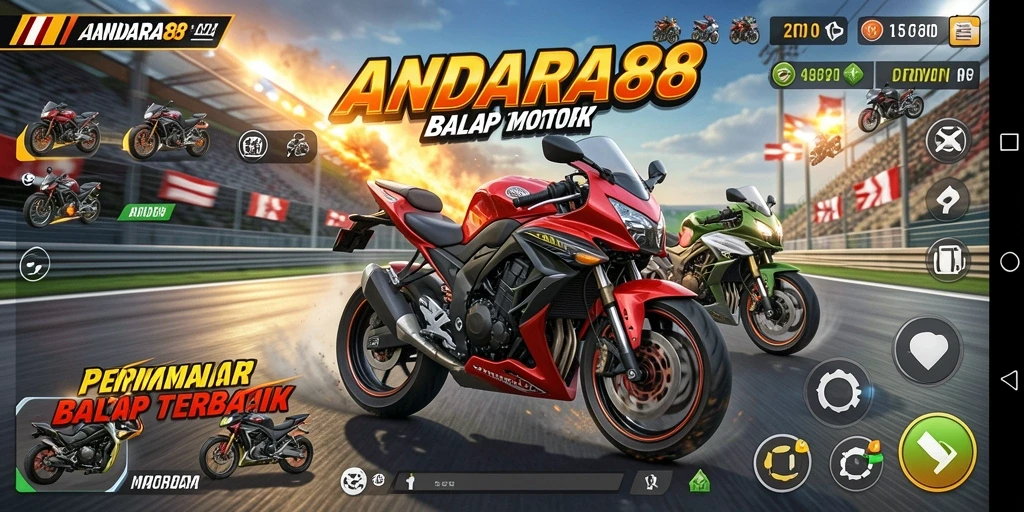Gameplay mendebarkan dengan balapan motor yang seru.