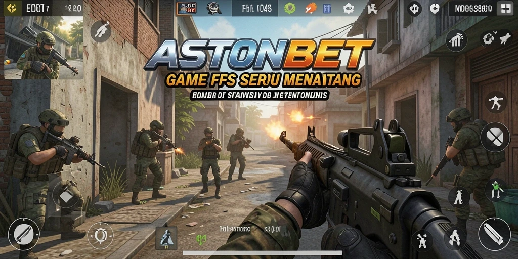 Screenshot utama ASTONBET menampilkan gameplay FPS yang menegangkan.