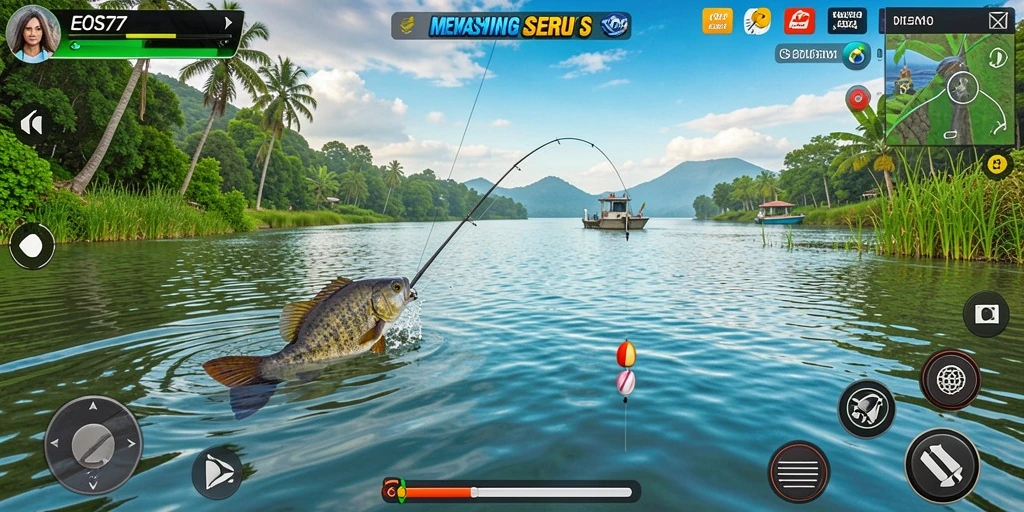 Tampilkan gameplay memancing yang seru dan menantang di EOS77.