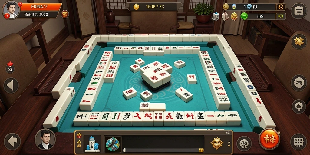Tampilan gameplay Mahjong yang seru di FIONA77.