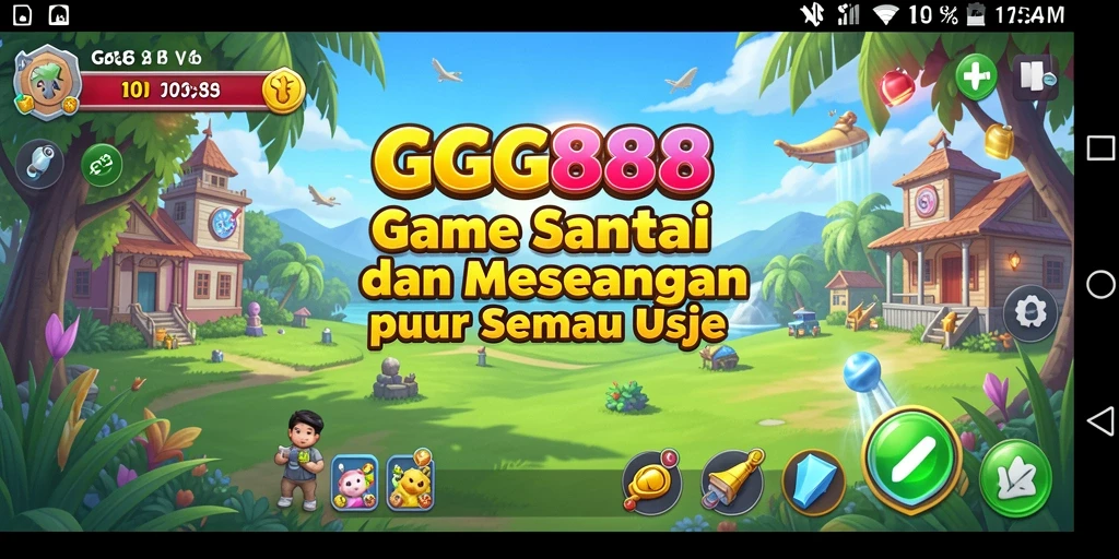 Screenshot GGG888 menampilkan aksi seru dengan grafis yang cerah dan karakter yang lucu.