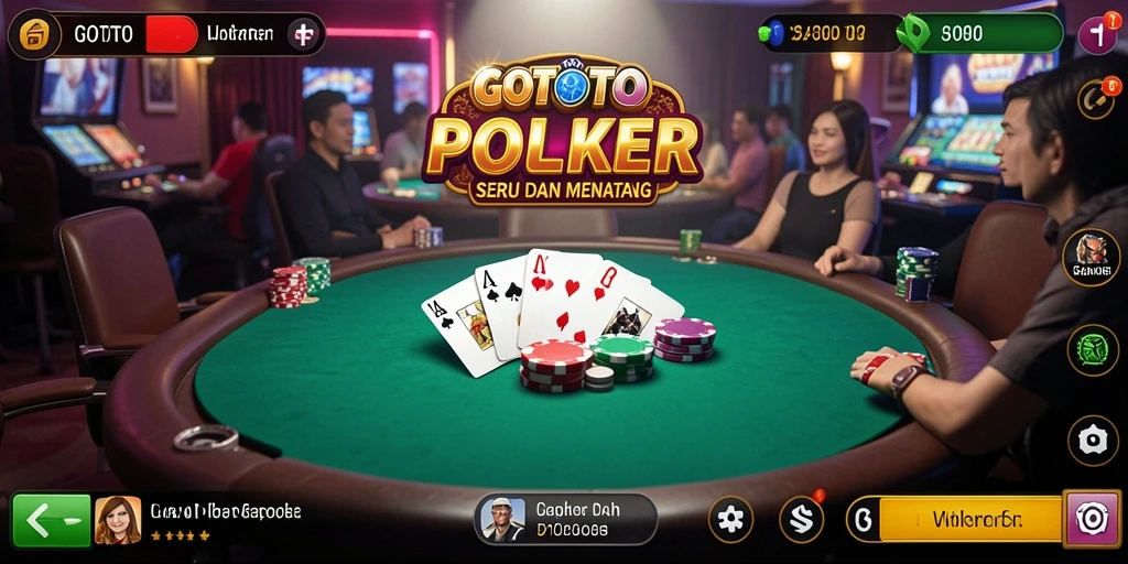 Tangkapan layar gameplay GOTOTO yang menampilkan aksi Poker seru.