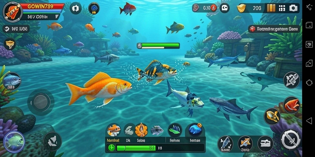 Screenshot gameplay GOWIN789 yang menampilkan aksi Tembak Ikan.