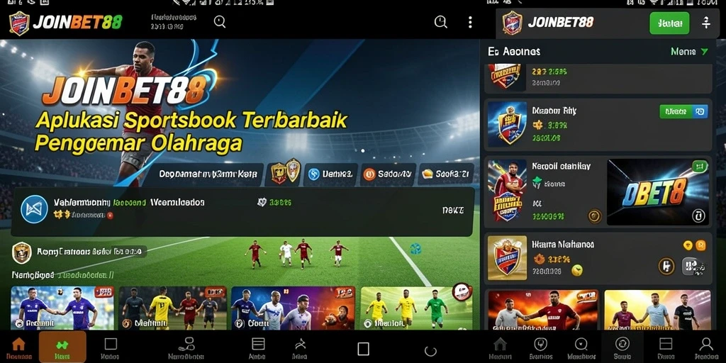 Tampilan utama JOINBET88 dengan fitur Sportsbook yang menarik.