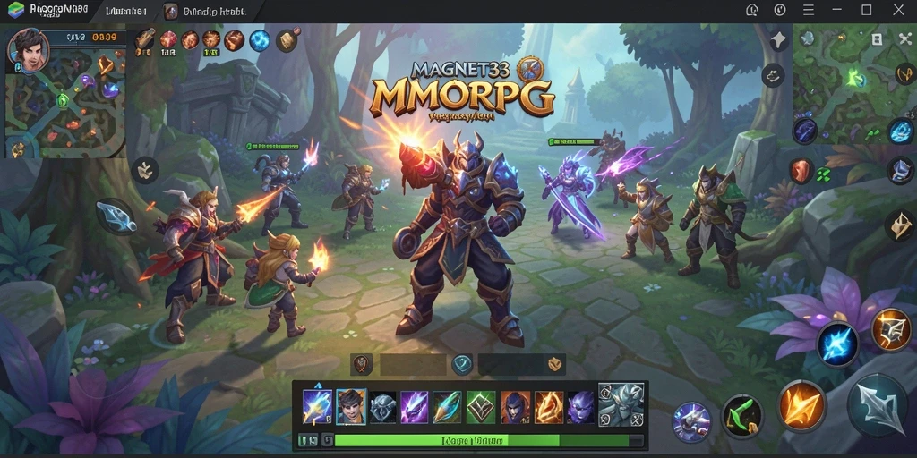 Tangkapan layar gameplay MAGNET33 yang menampilkan pertarungan epik di dunia MMORPG.