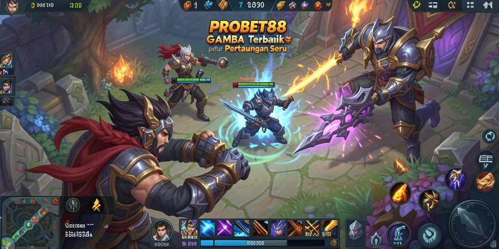 Screenshot PROBET88 menampilkan aksi intens dalam permainan MOBA.
