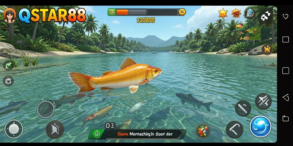Gameplay menegangkan dan seru di QQSTAR88 saat memancing.